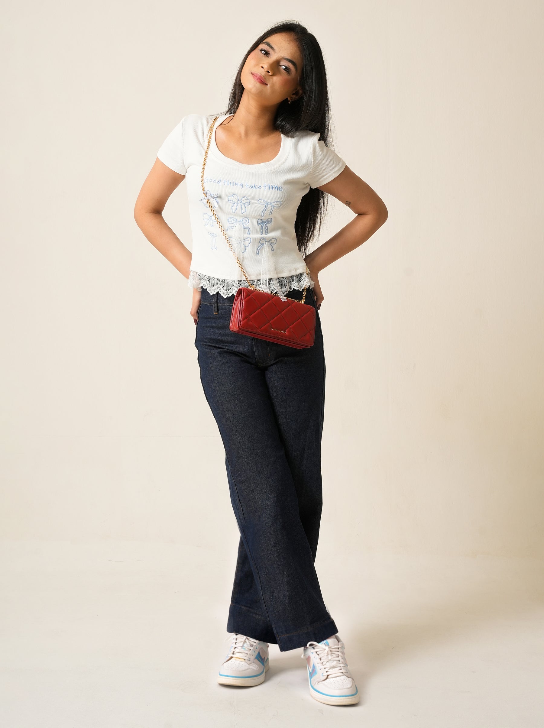 Lace Trim Graphic T-shirt