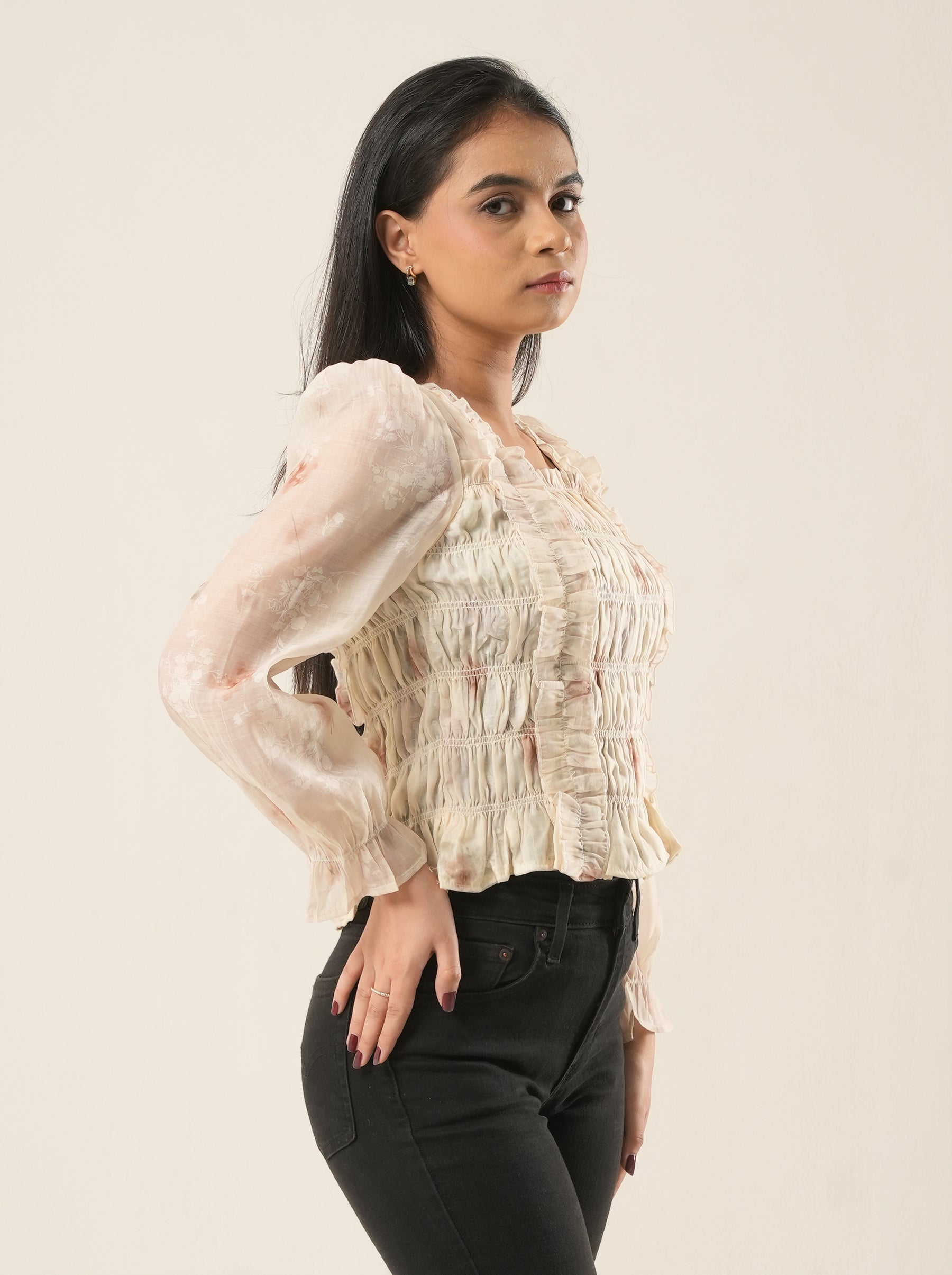 Petal Whisper Smocked Floral top