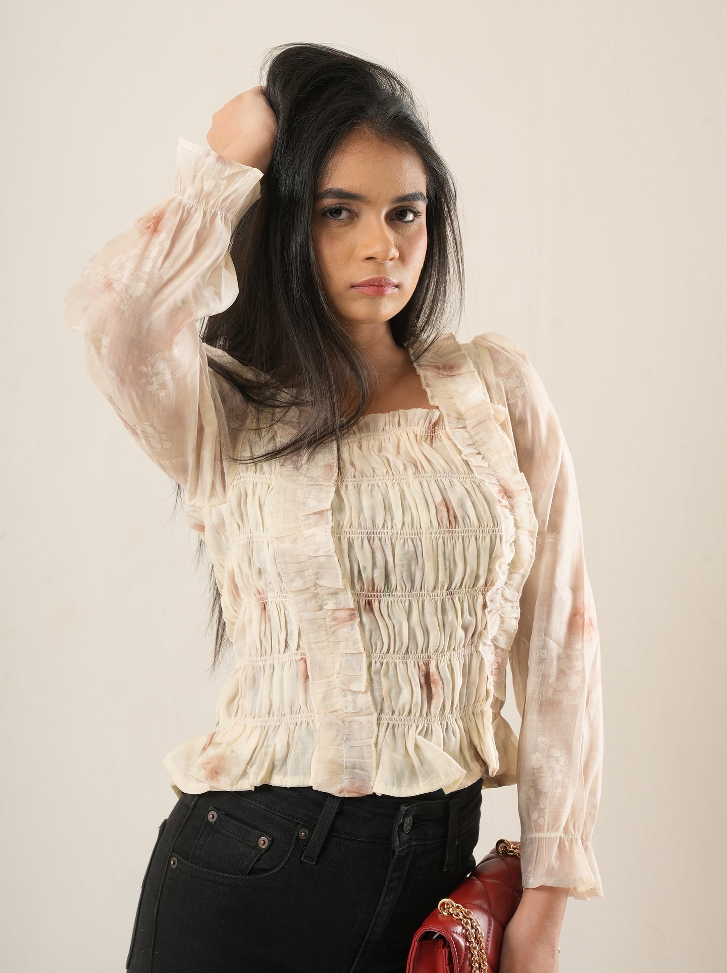 Petal Whisper Smocked Floral top