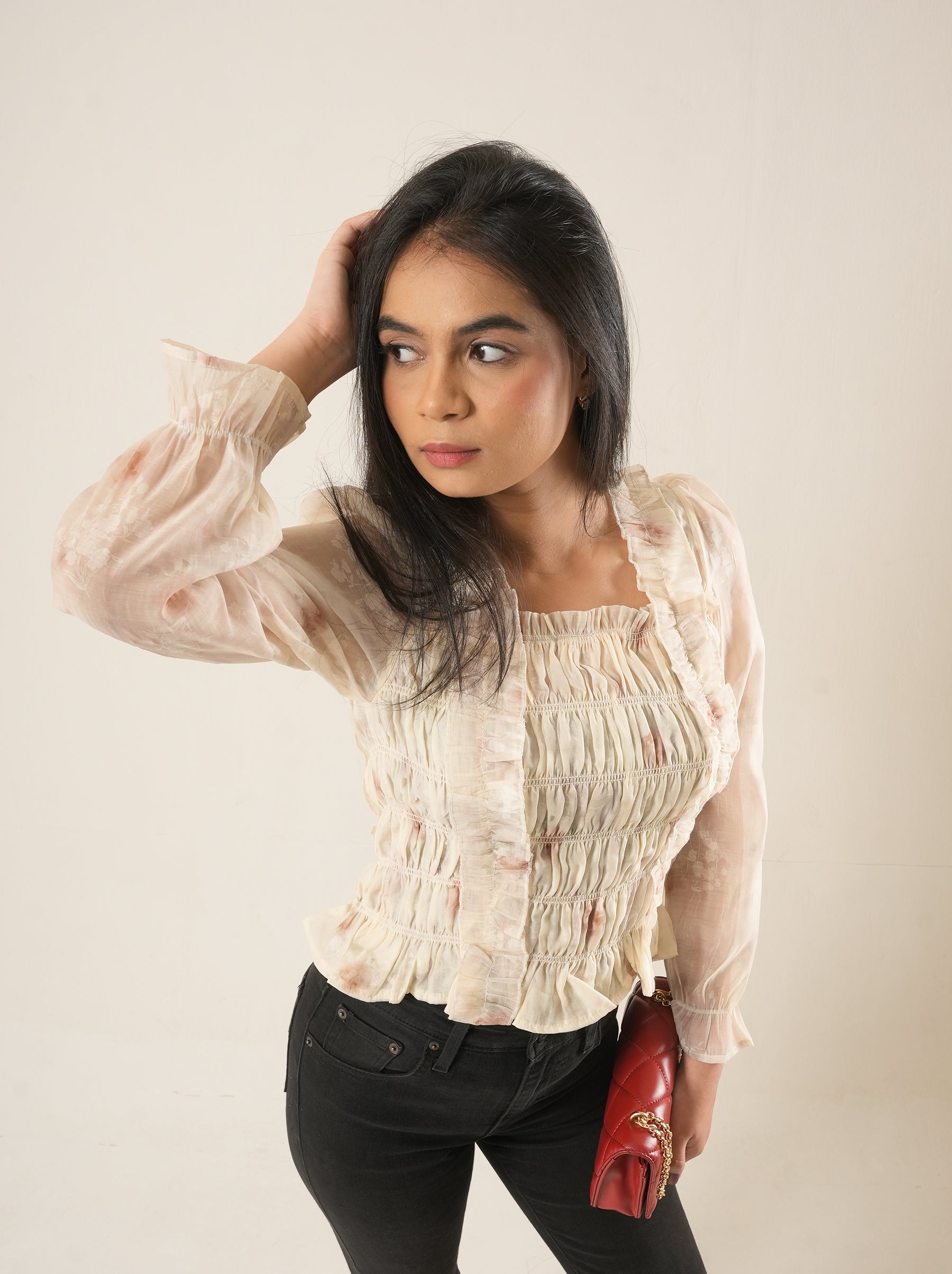 Petal Whisper Smocked Floral top