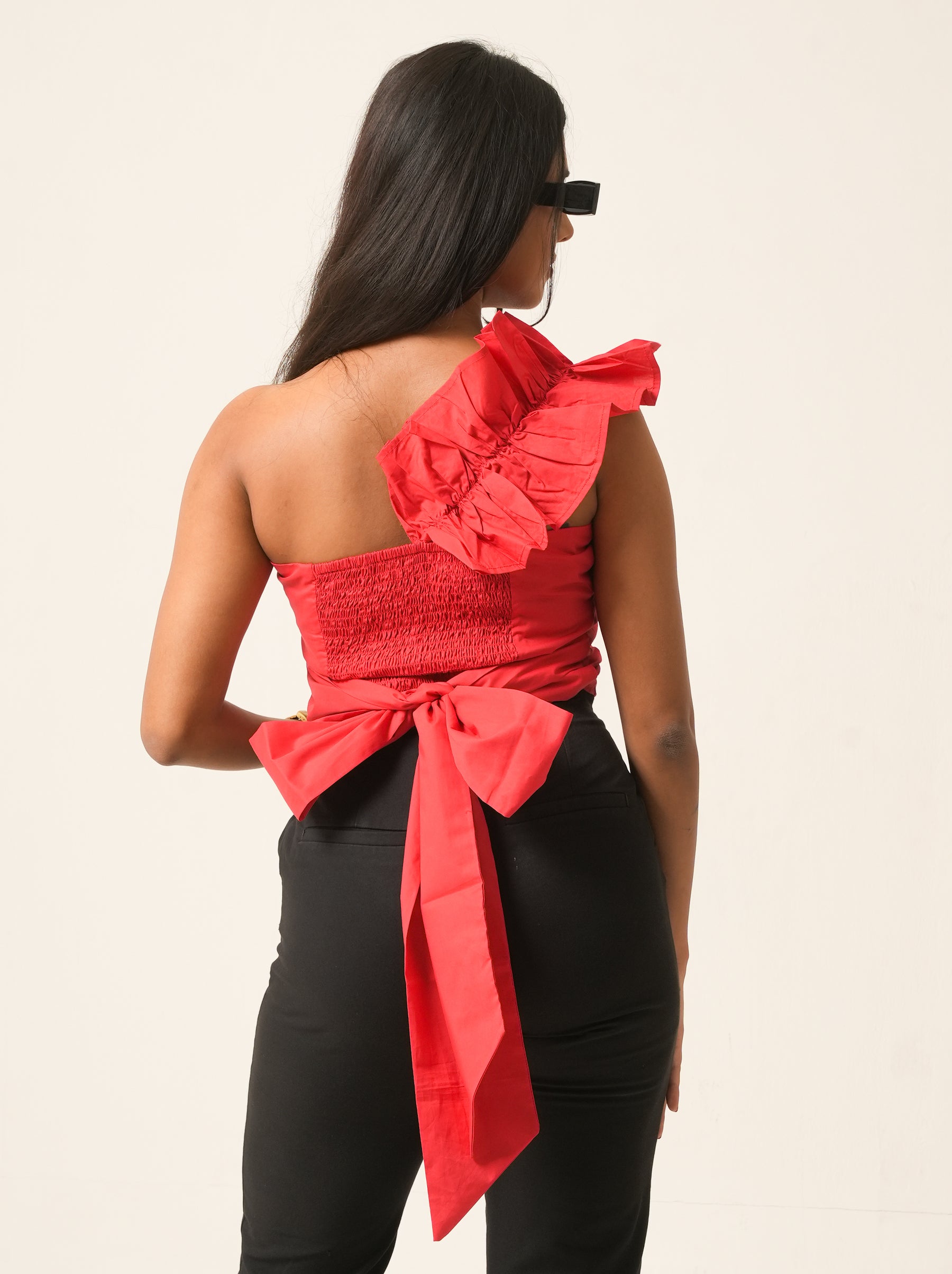 Red Bow Tie Party Crop Top