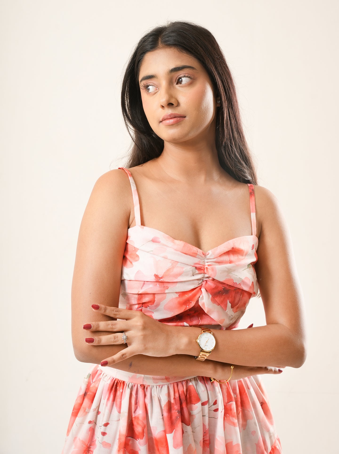 Blush floral corset mini dress for women