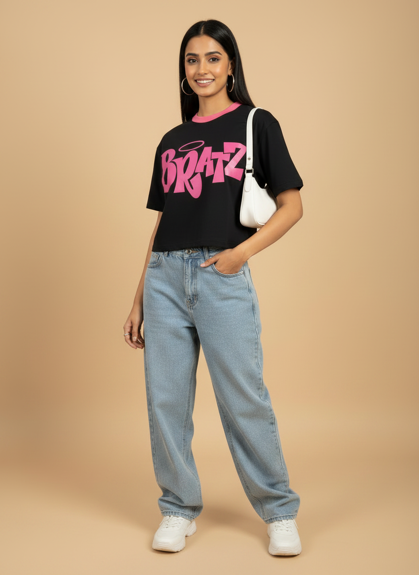 Pink Rebel Oversized Crop Tee