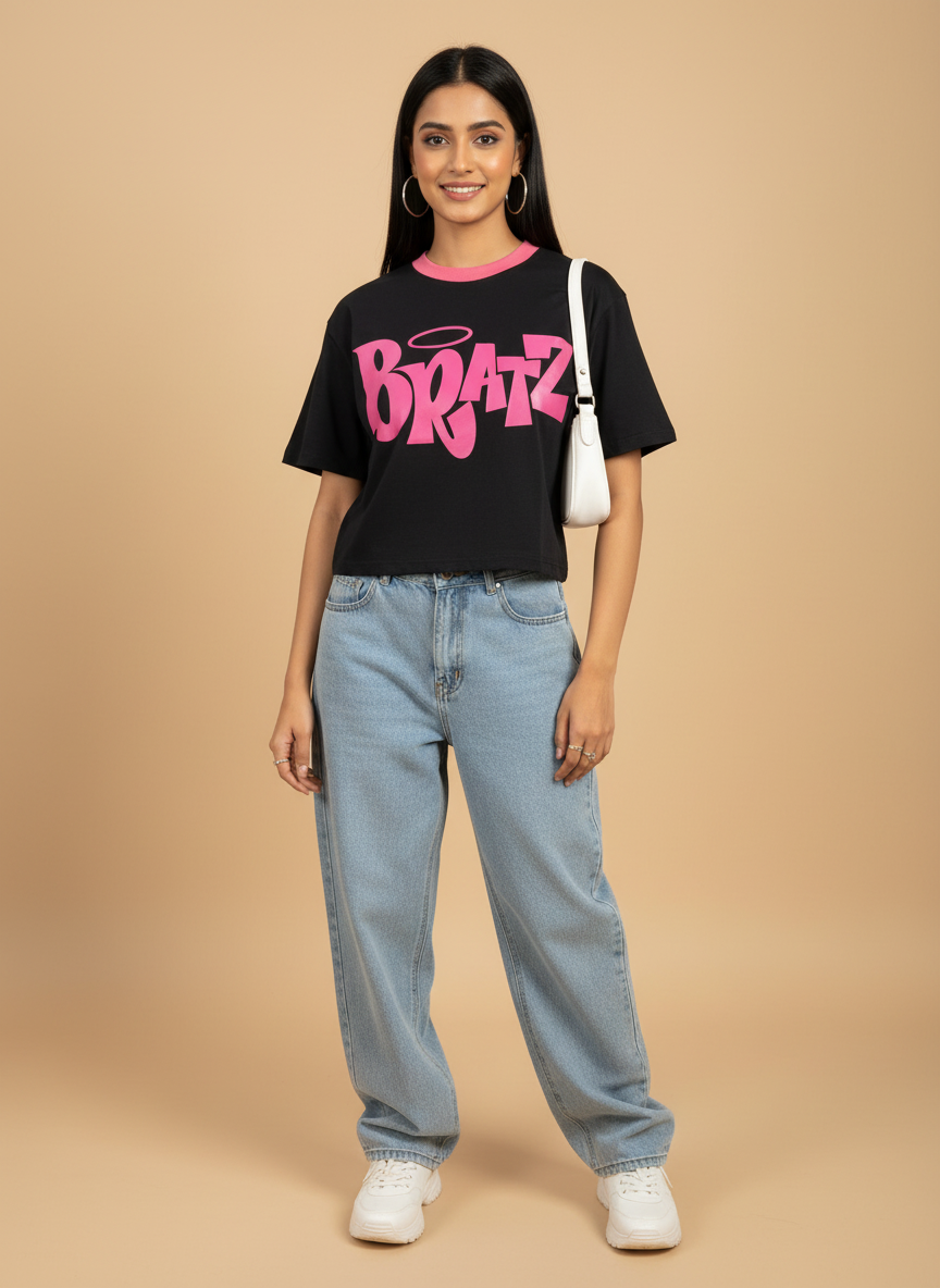 Pink Rebel Oversized Crop Tee