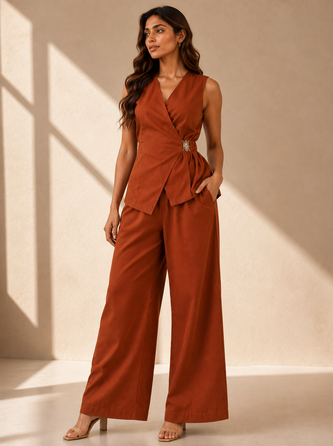 Rust Aura Wrap Co-Ord Set